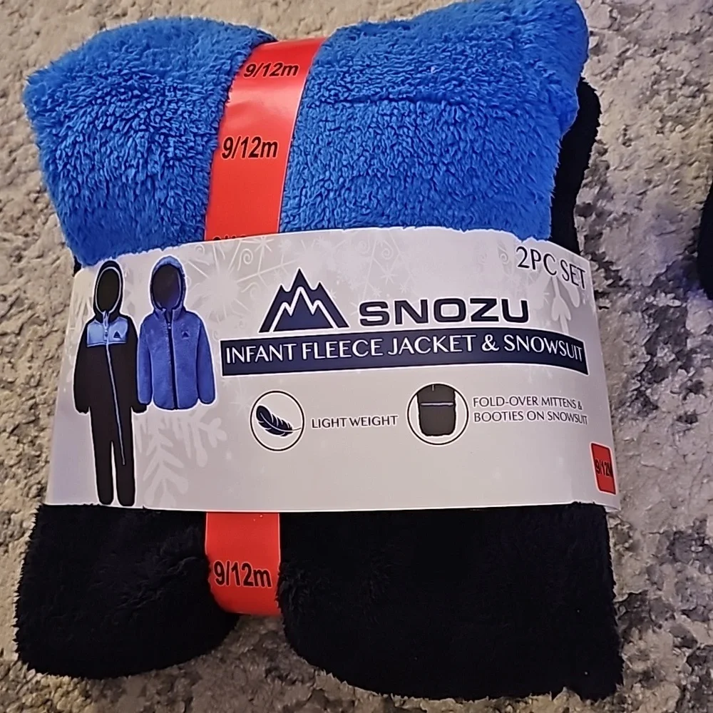 Snozu Infant 2-piece Fleece Set, jacket and snowsuit, Blue nwt, 9-12m